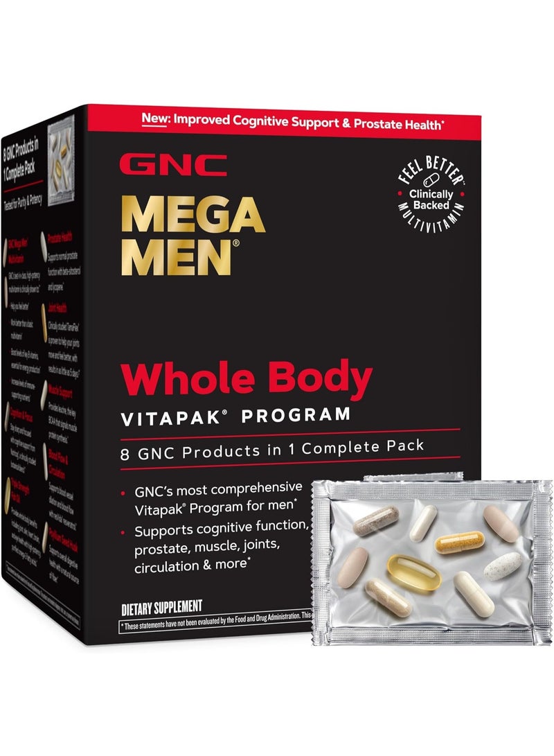 GNC Mega Men Whole Body Ultra Premium Vitapak Program, Best Nutrition Pack for Male Wellness, Convenient, 8 Products in 1 Packet, Memory, with Clinically Proven Ingredients, Joint Support, 30 svgs - Image 1